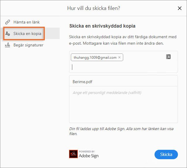 Skicka en kopia av det ifyllda och signerade formuläret