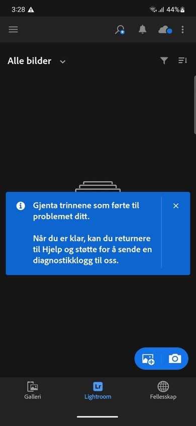 En veiledningsmarkør vises over diagnostikkloggskjermen, som lar brukeren vite at de må gjenskape trinnene for problemet.