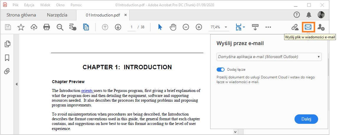 Wyślij plik PDF pocztą e-mail