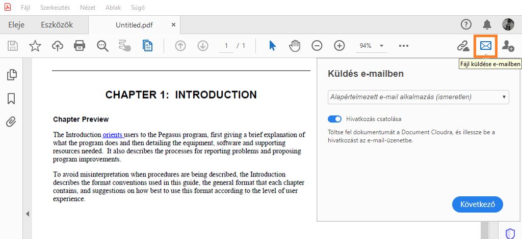 PDF-fájl küldése e-mailben