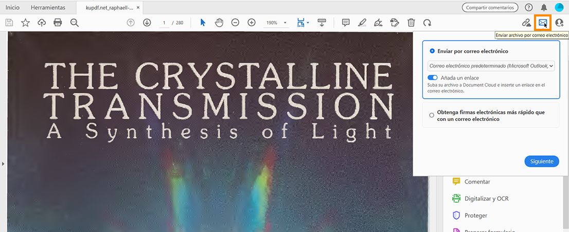 Enviar el archivo PDF por correo electrónico