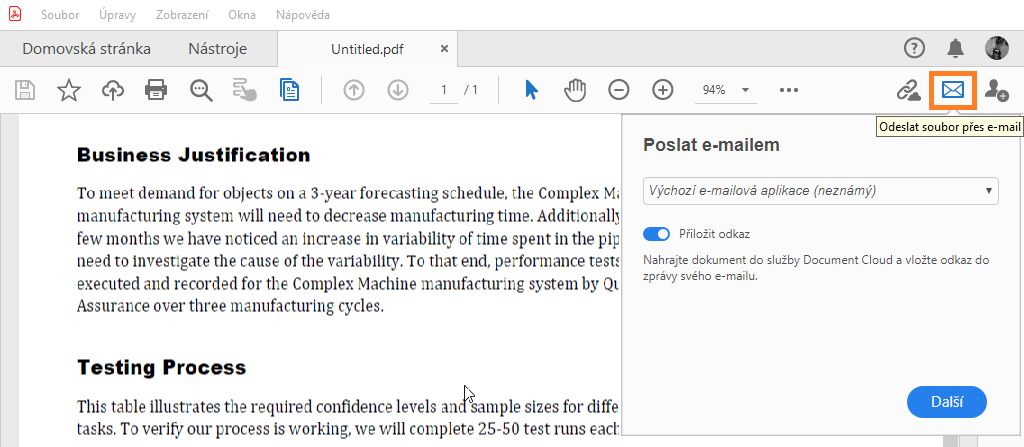 Odeslat soubor PDF e-mailem