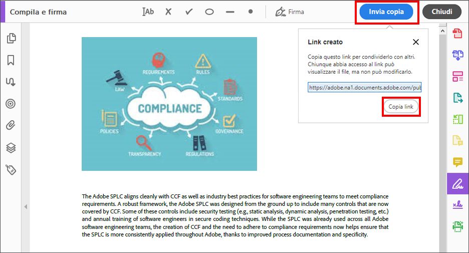 È possibile inviare una copia del modulo compilato e firmato.