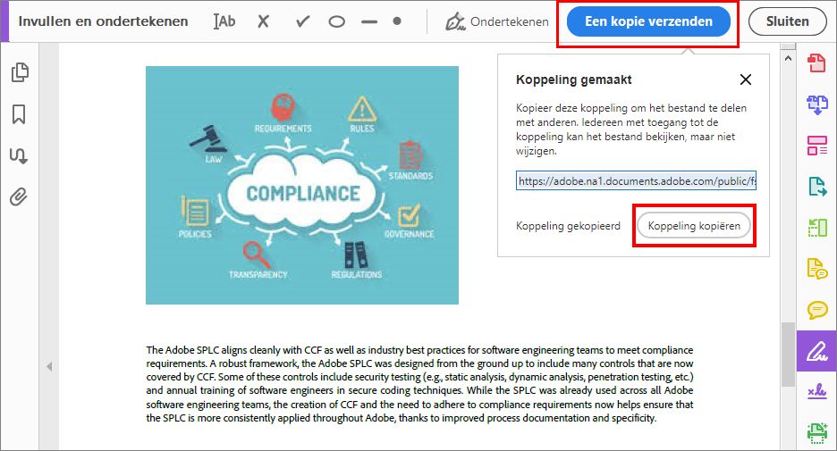 Een kopie van het ingevulde en ondertekende formulier verzenden