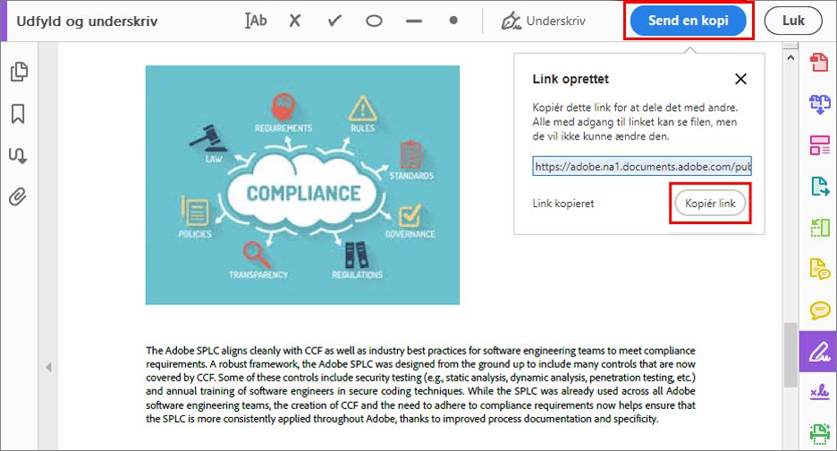 Send en kopi af den udfyldte og underskrevne formular