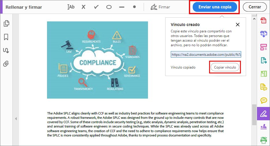 Envío de una copia del formulario rellenado y firmado
