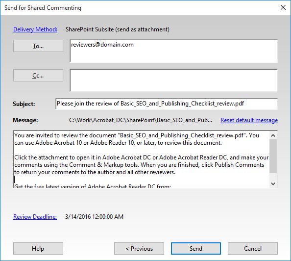 إضافة المراجعين والإرسال