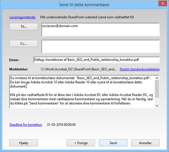 Tilføj korrekturlæsere, og send