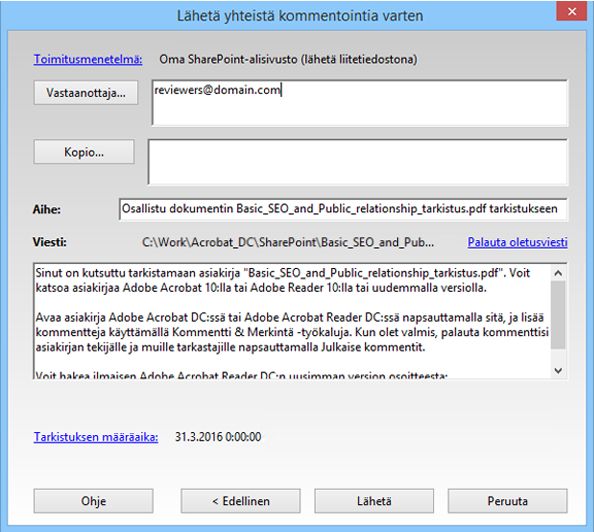 Lisää tarkistajat ja lähetä
