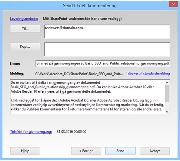 Legg til lesere og send