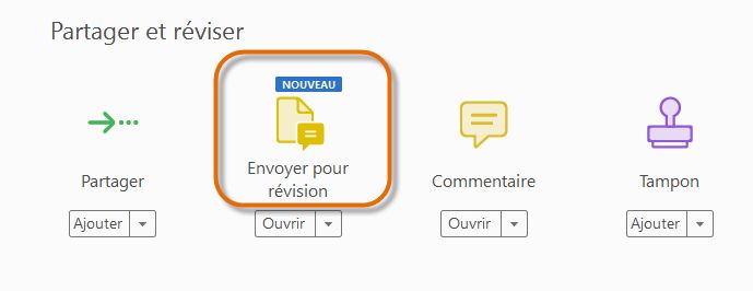 Option Envoyer en révision du panneau Outils