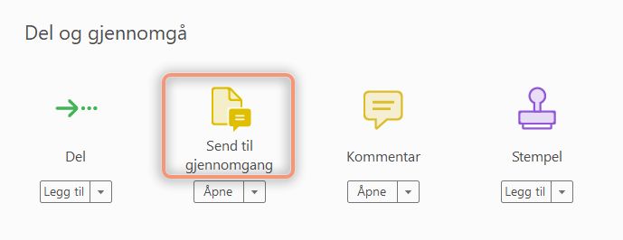 Alternativet Send til kommentering i Verktøy-ruten