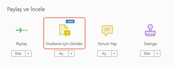 Araçlar bölmesinde bulunan Yorum için Gönder seçeneği