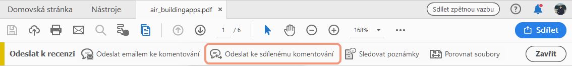 Odeslat ke sdílenému přidávání poznámek