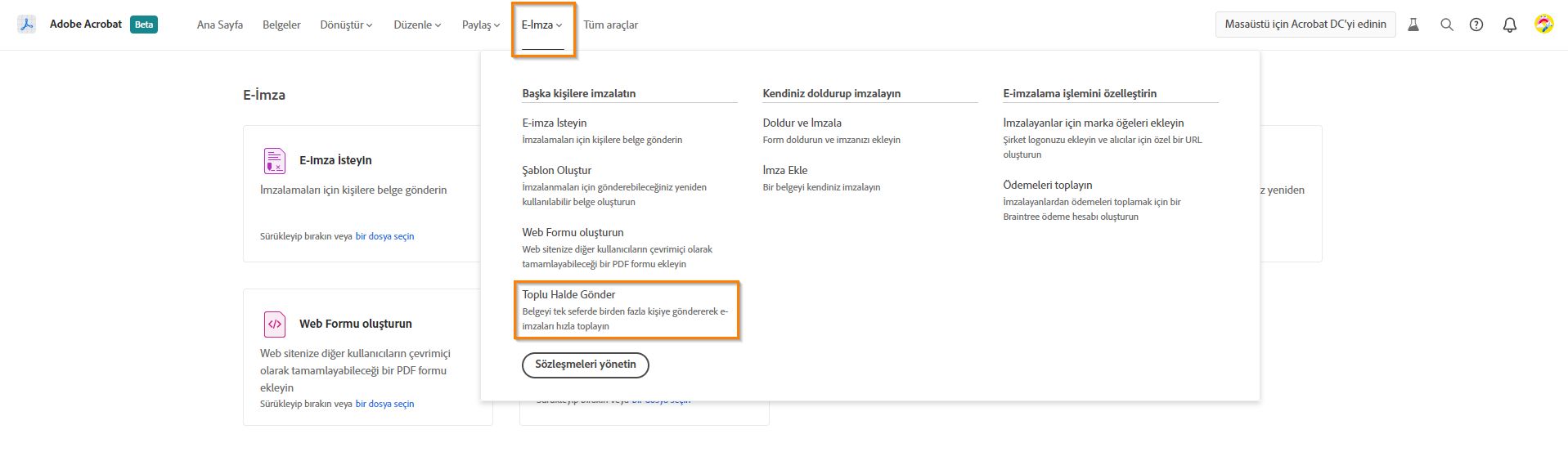 Toplu halde imza isteme