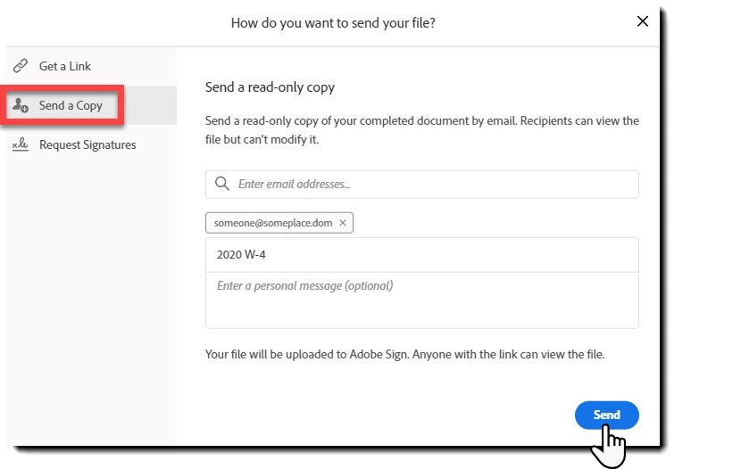 Send en kopi via mail