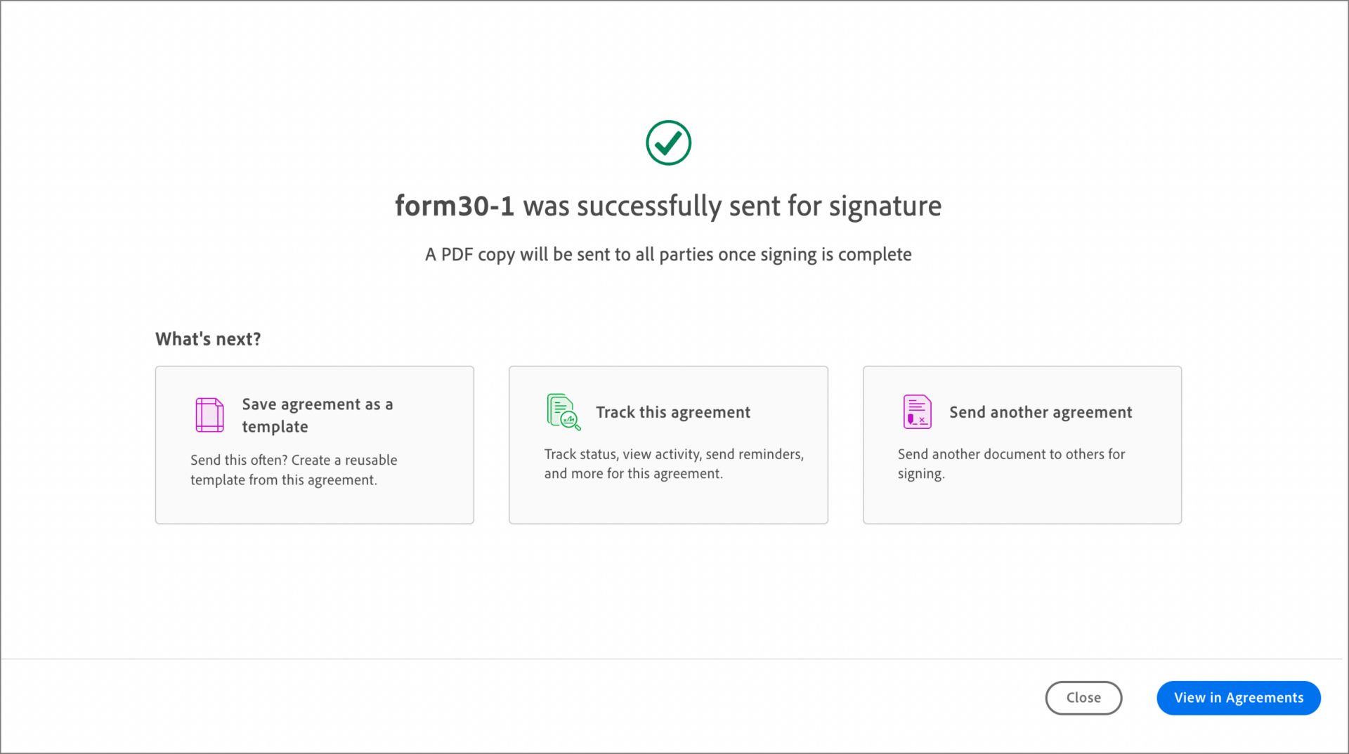تأكيد تم الإرسال للتوقيع