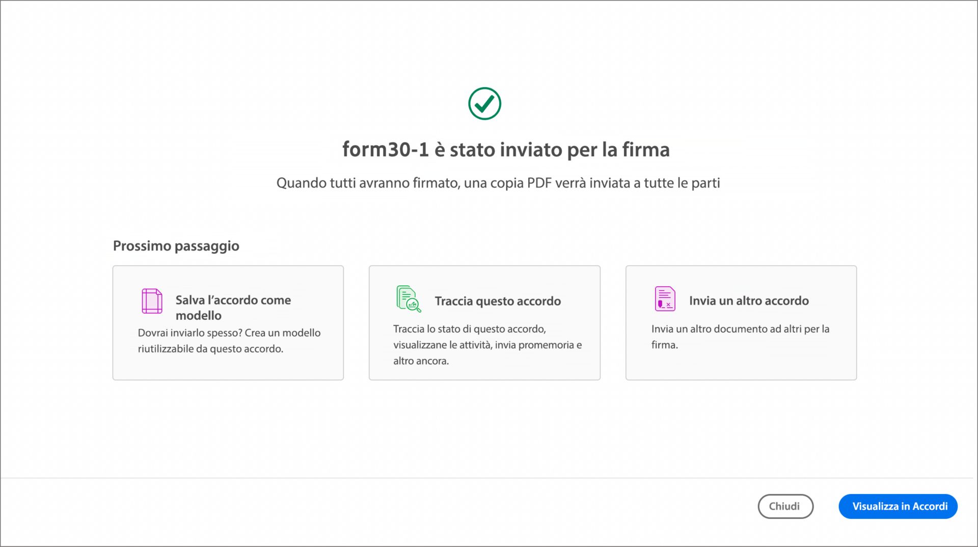 Conferma di Invia per firma