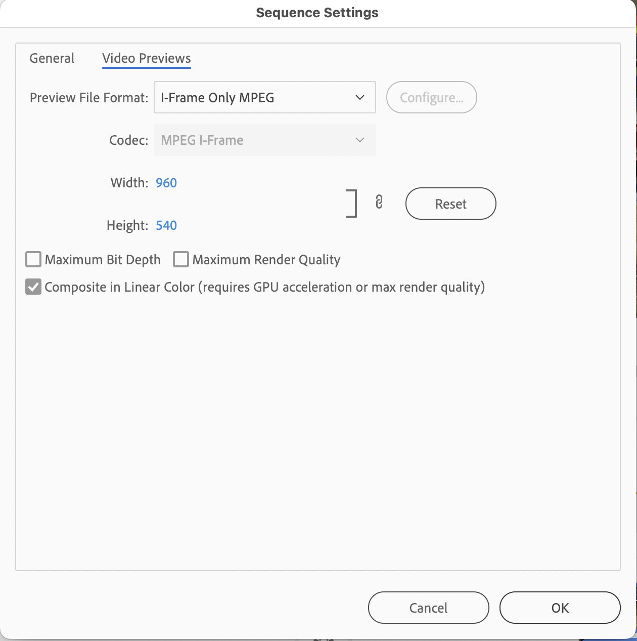 Sequence Settings PRE