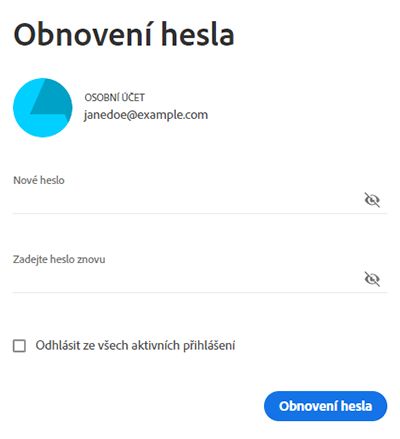 Zadání nového hesla