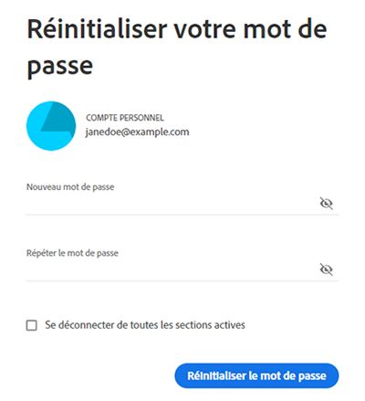 Saisissez le nouveau mot de passe