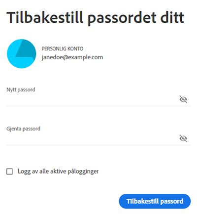 Skriv inn et nytt passord