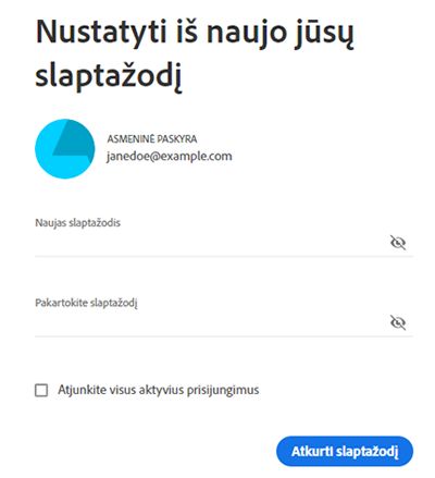 Įveskite naująjį slaptažodį