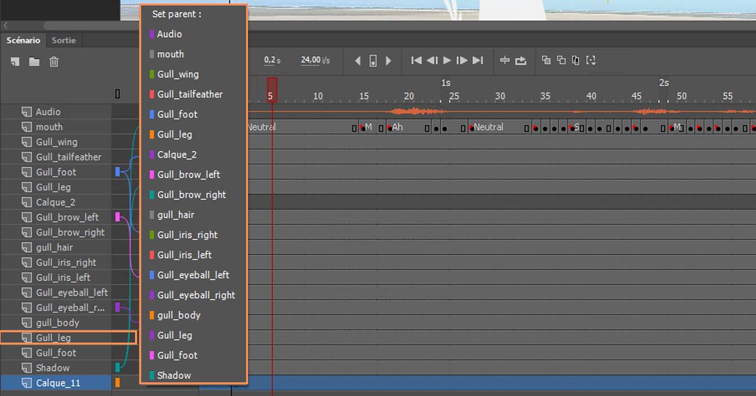 Définition du calque parent