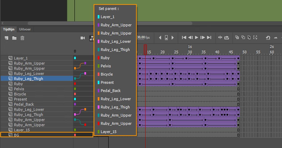 Bovenliggende laag instellen