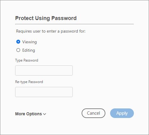 Immettere la password e applicare