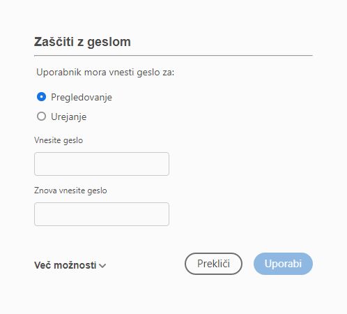 Vnesite geslo in ga uporabite