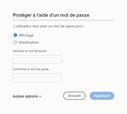 Saisir le mot de passe et l’appliquer