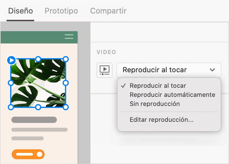 Configurar una opción de reproducción para el vídeo