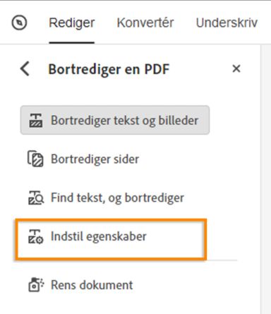 Egenskaber for bortredigering
