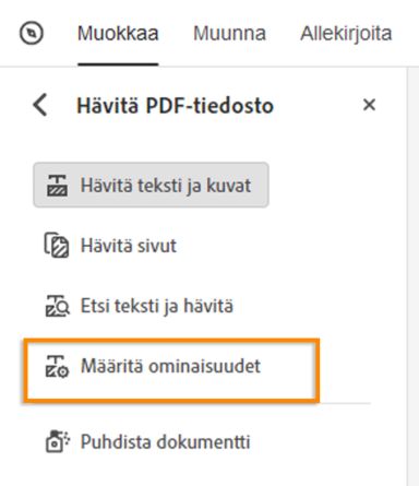 Hävitysominaisuudet