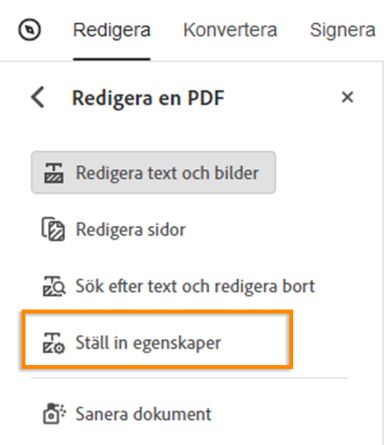 Egenskaper för bortredigering