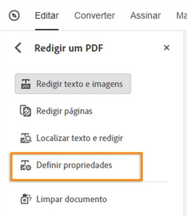 Propriedades de redação