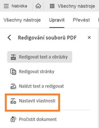 Vlastnosti redigování