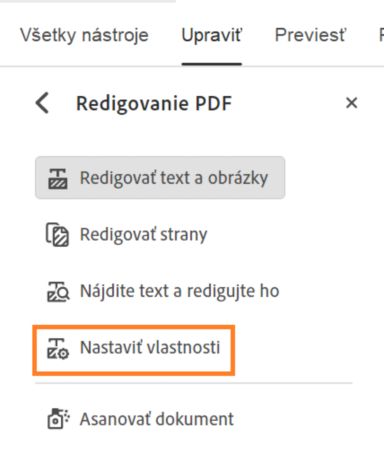 Vlastnosti redigovania