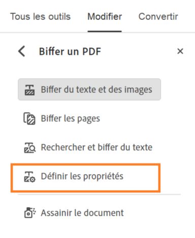Propriétés de biffure