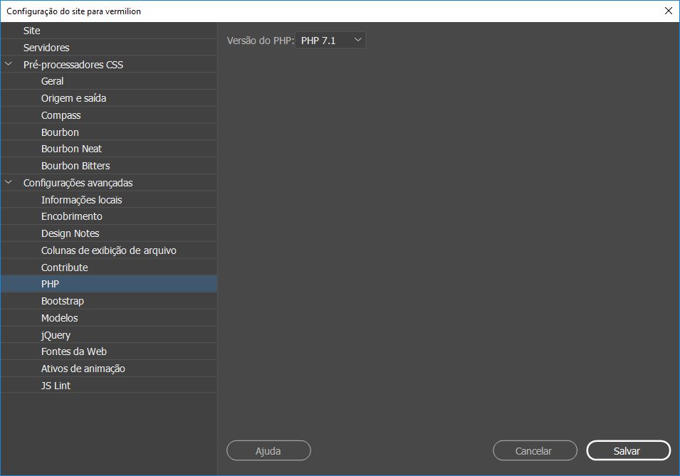 Definir preferências de PHP de acordo com o site