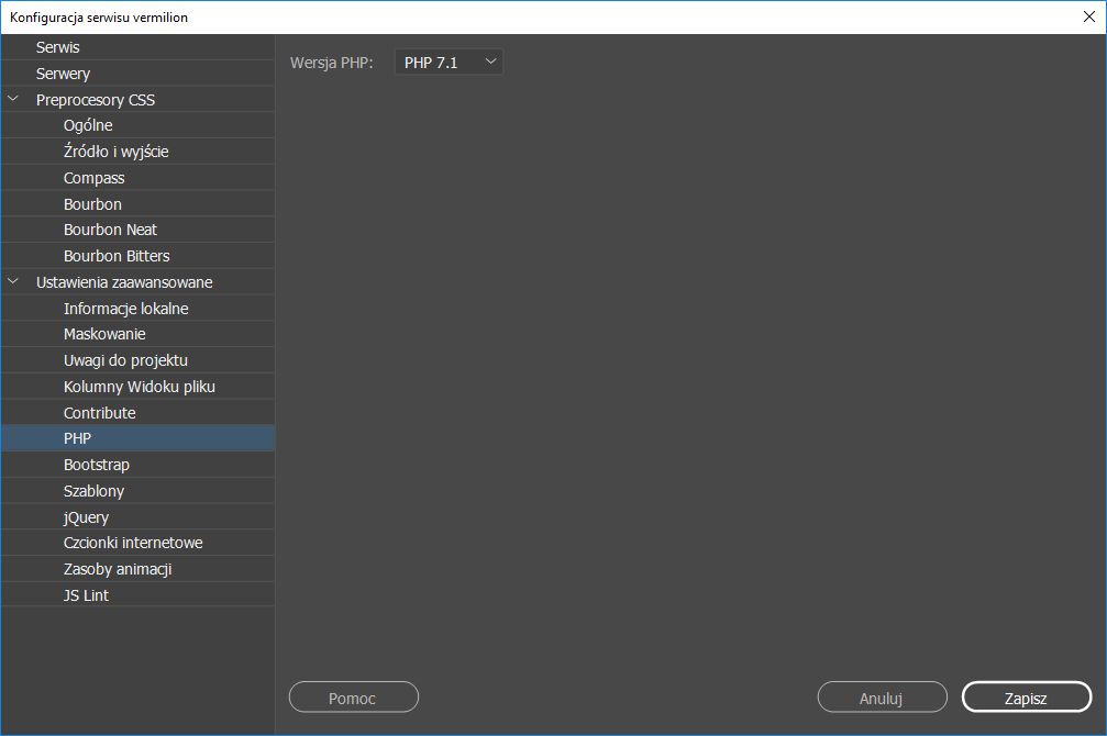 Ustawianie preferencji PHP dla konkretnego serwisu