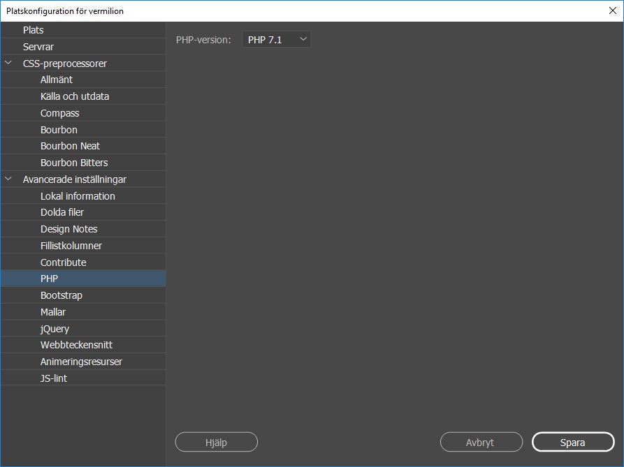 Ange platsspecifika PHP-inställningar