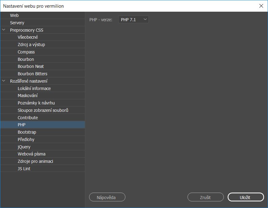 Nastavení předvoleb PHP pro konkrétní weby
