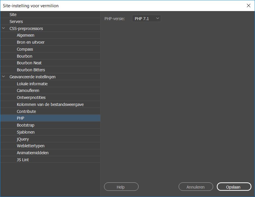 PHP-voorkeuren instellen per site