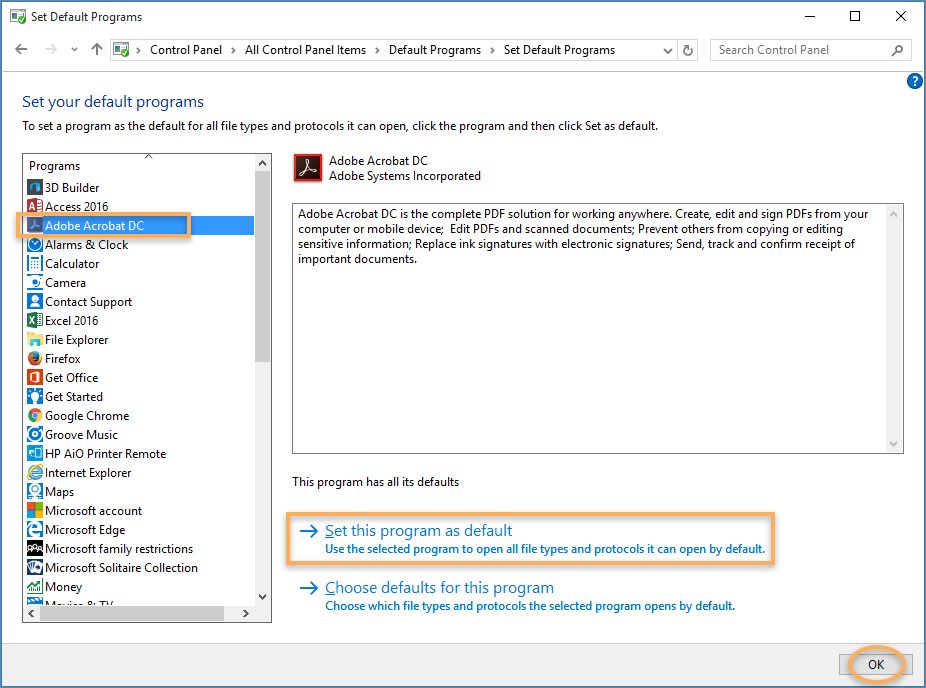 이 응용 프로그램을 기본 대화 상자로 설정