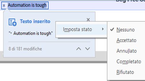 Impostare lo stato di una modifica