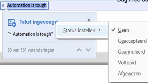 Status voor de wijziging instellen