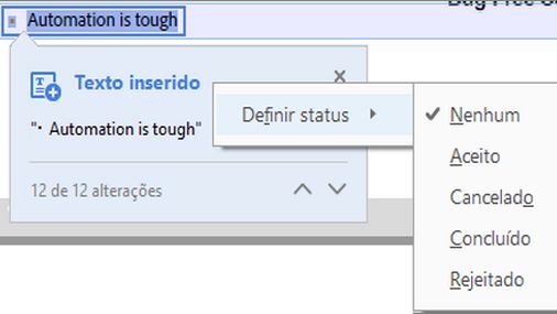 Definir status da alteração