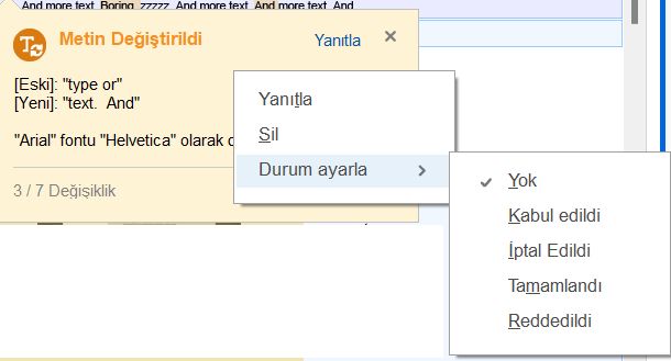 Değişiklik için durum ayarlama